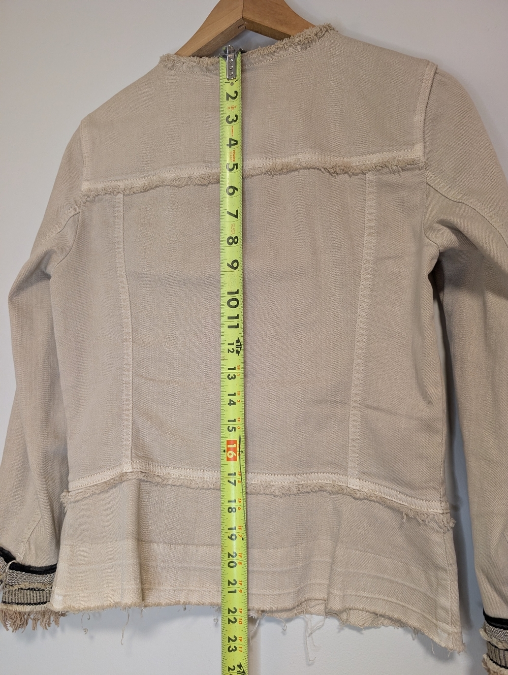 Tan Marc Aurel Beige Frayed Hem Lightweight Jacket (Small 36) - Picture 12 of 14